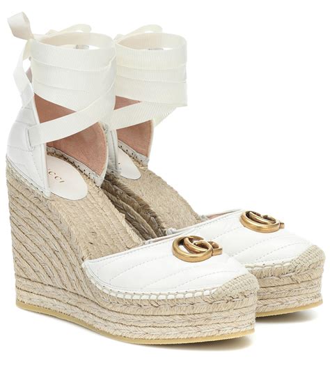 gucci cloth espadrilles|Gucci leather platform espadrille.